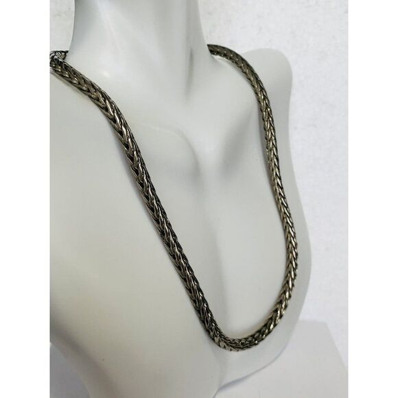 Vintage Antique Silver Toned Link Snake Chain Necklace 16’  Magnetic Clasp - Picture 6 of 7